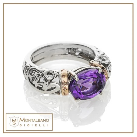 Anello Polvere di Stelle cerchietto pietra ovale